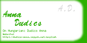 anna dudics business card